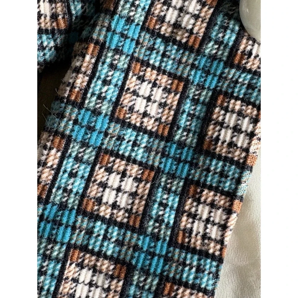 VTG Handmade Barbie Doll Coat  Shoes Clutch Purse Checked‎ Black Blue Corduroy